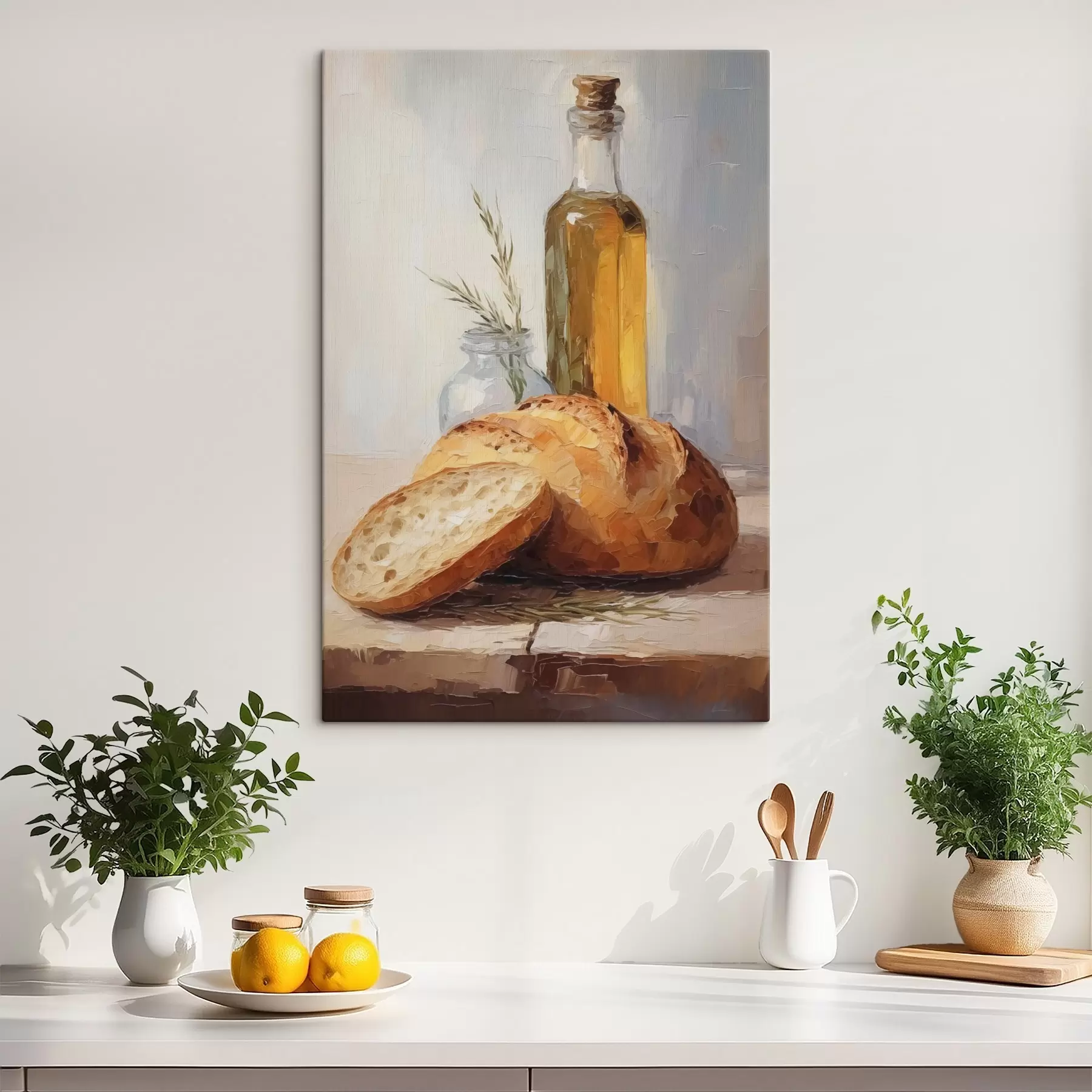 Pilt Leib ja pudel õli, imitatsioonmaal s46759