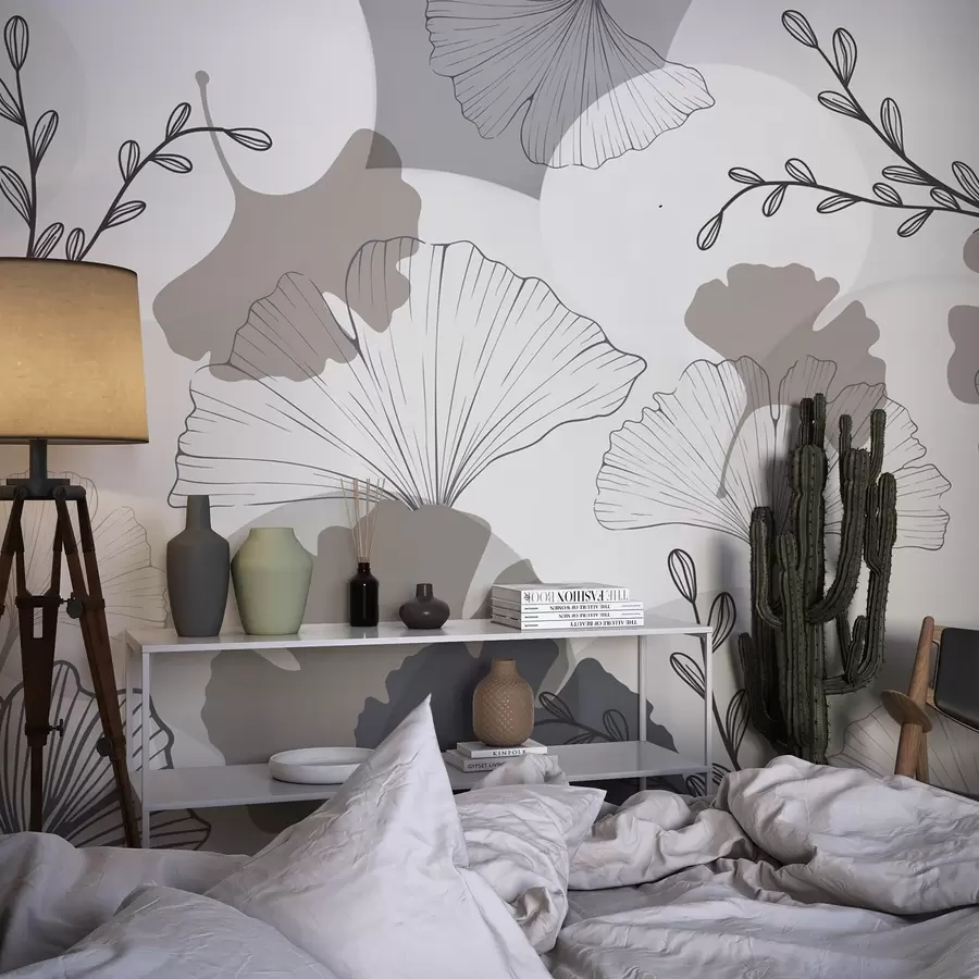 Fototapeedid Minimalistlikud hõlmikpuu lehed w04913