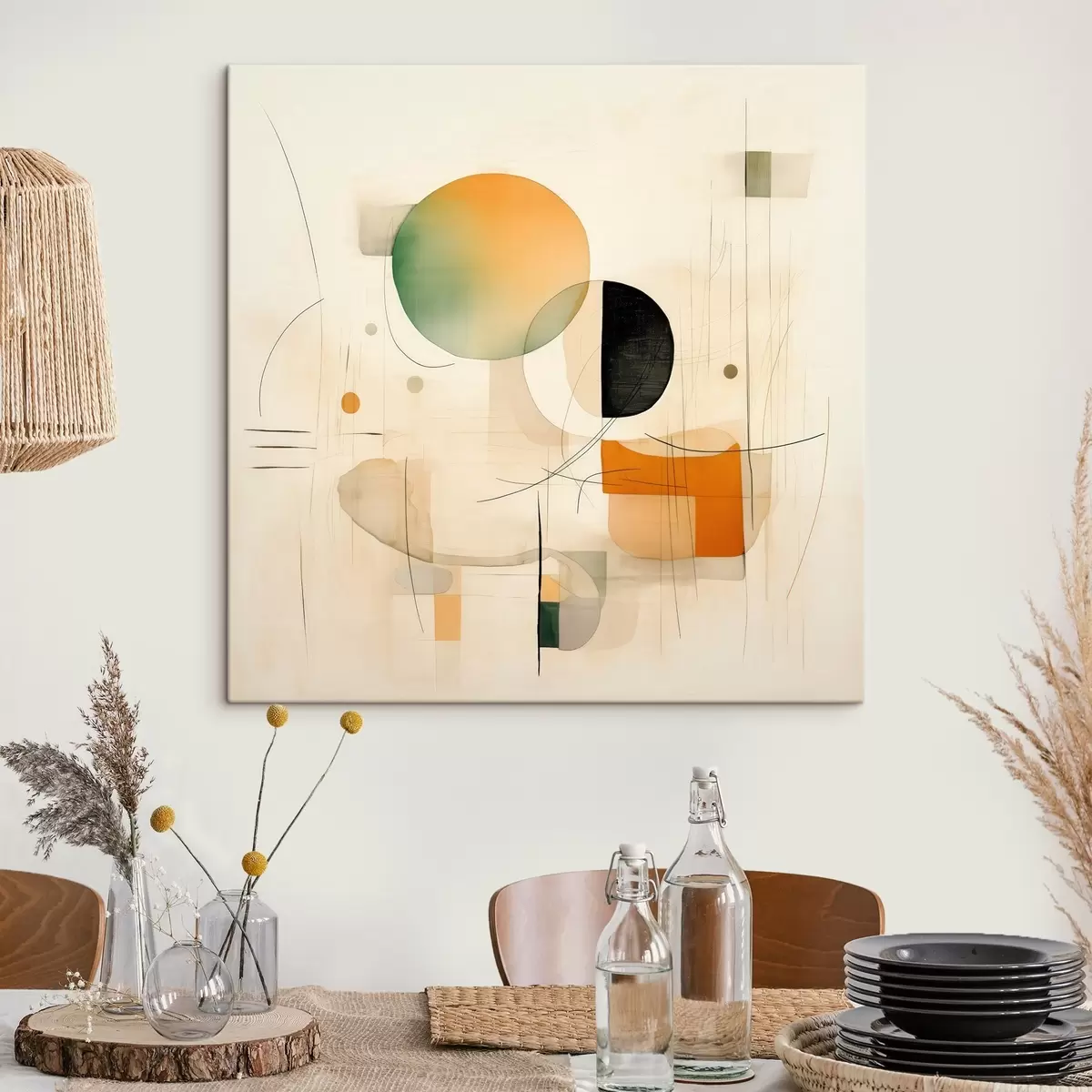 Pilt Geomeetrilised aksendid pehmes värvipalettis kaasaegses minimalistlikus stiilis s46640