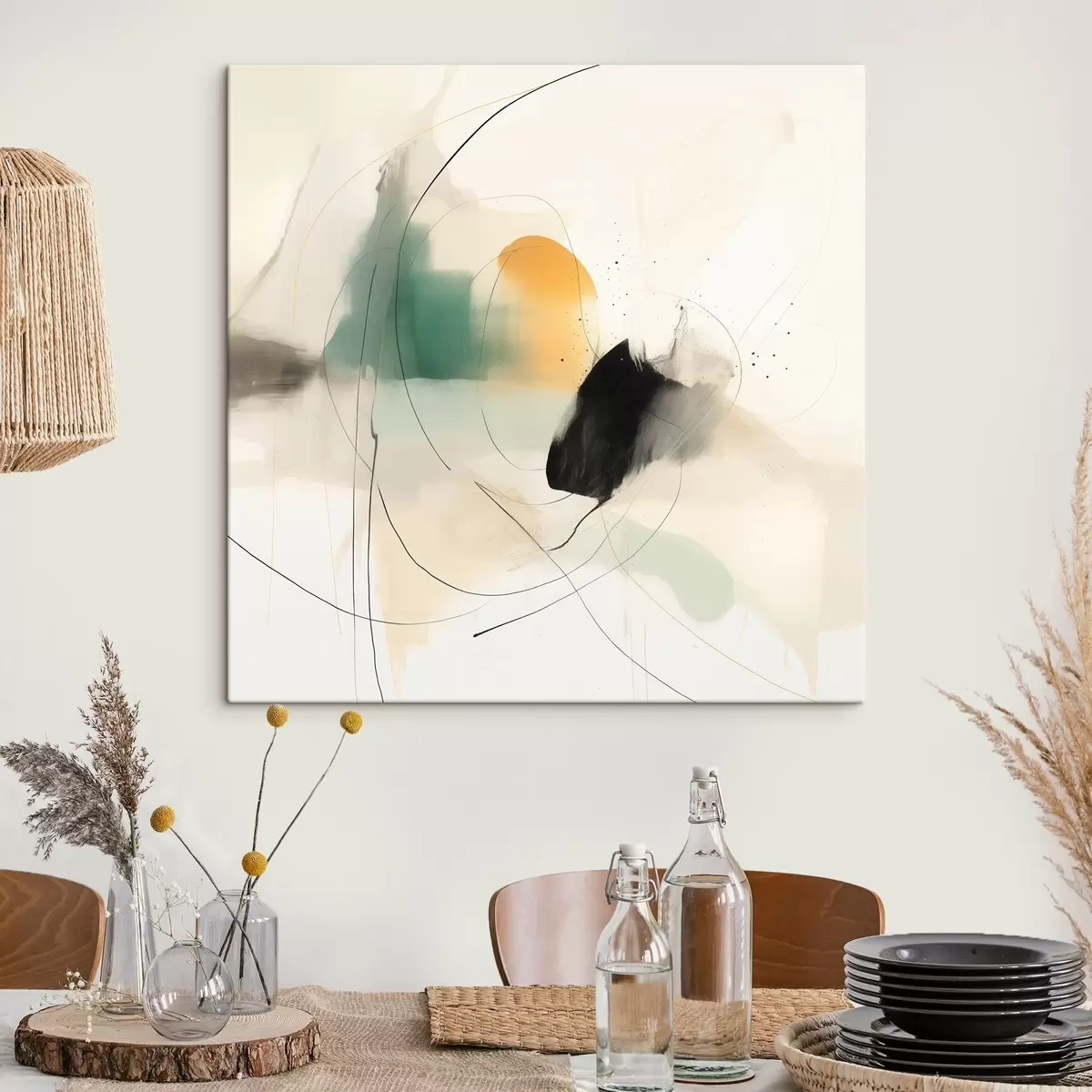 Pilt Õhulises abstraktses stiilis pehmed värvid ja jooned s46641