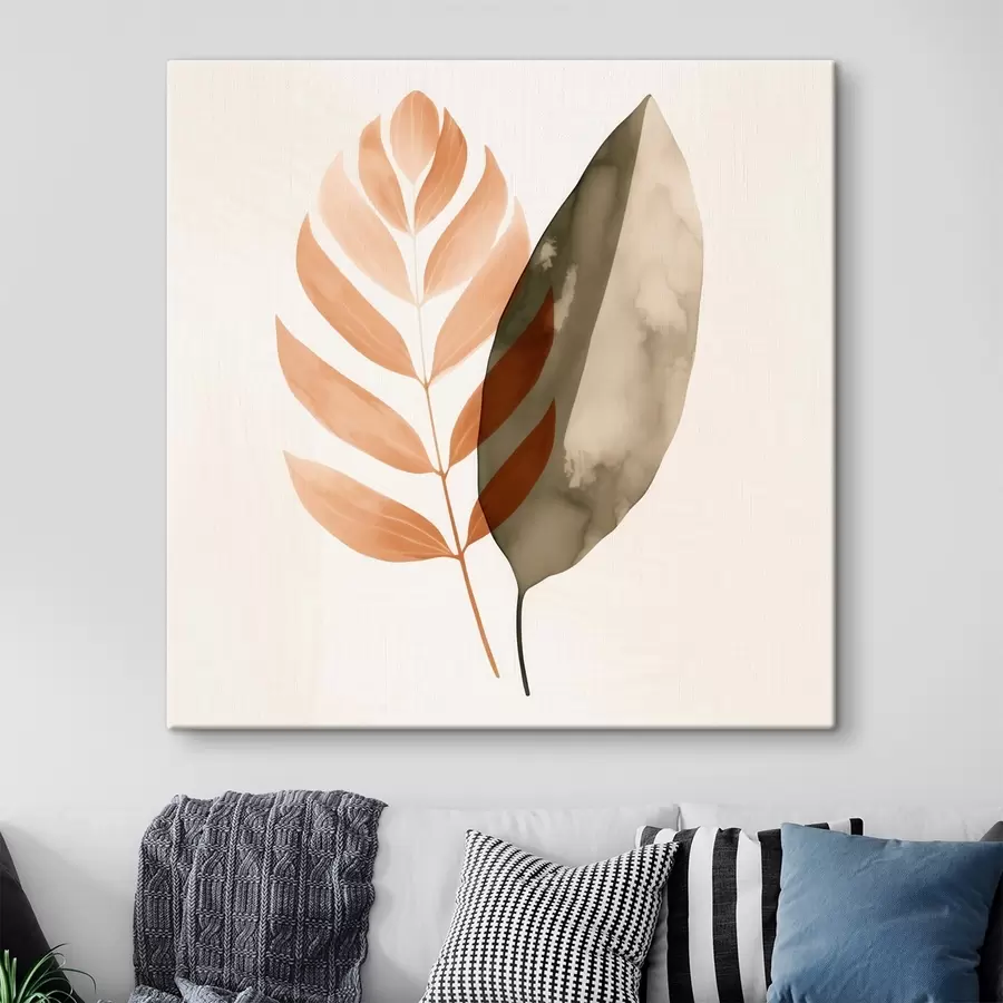 Pilt Kaks lehe siluetti akvarell-abstraktses stiilis s46645