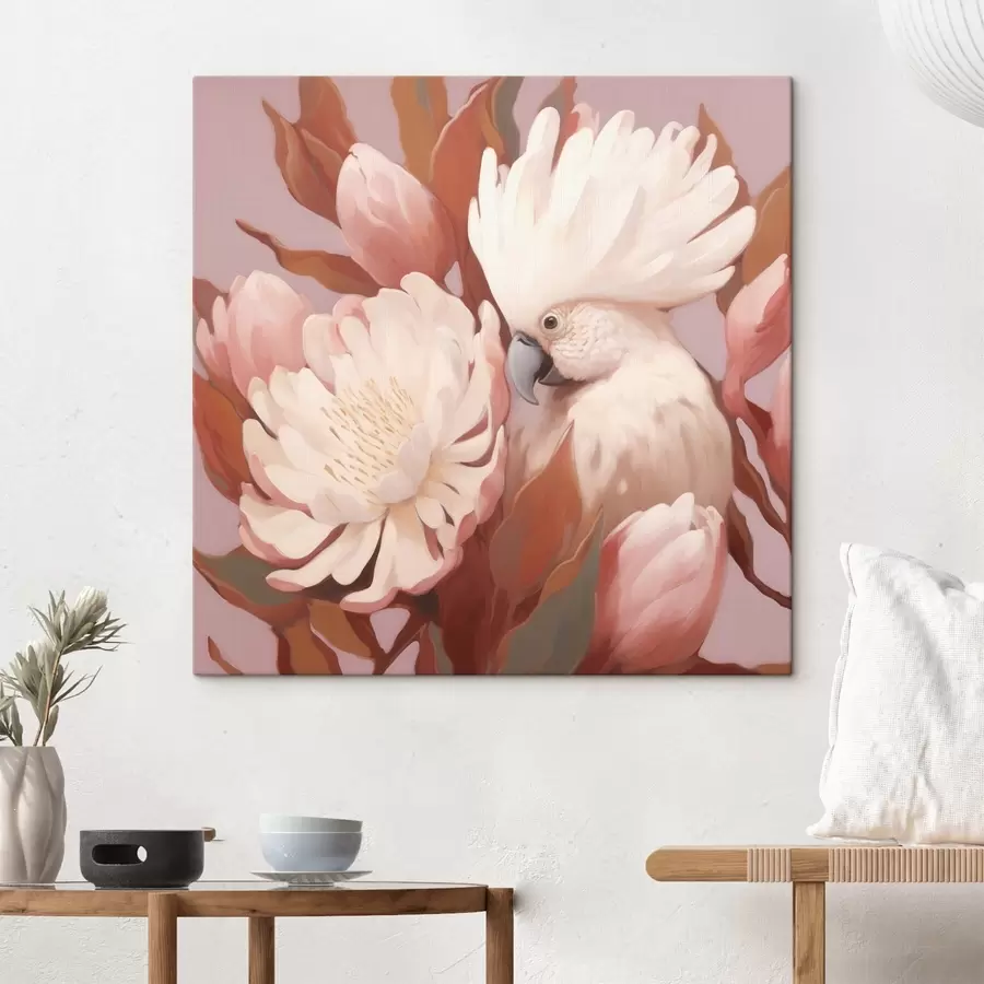 Pilt Linnu abstraktne kunstiline kujutamine lillekompositsioonis s46667