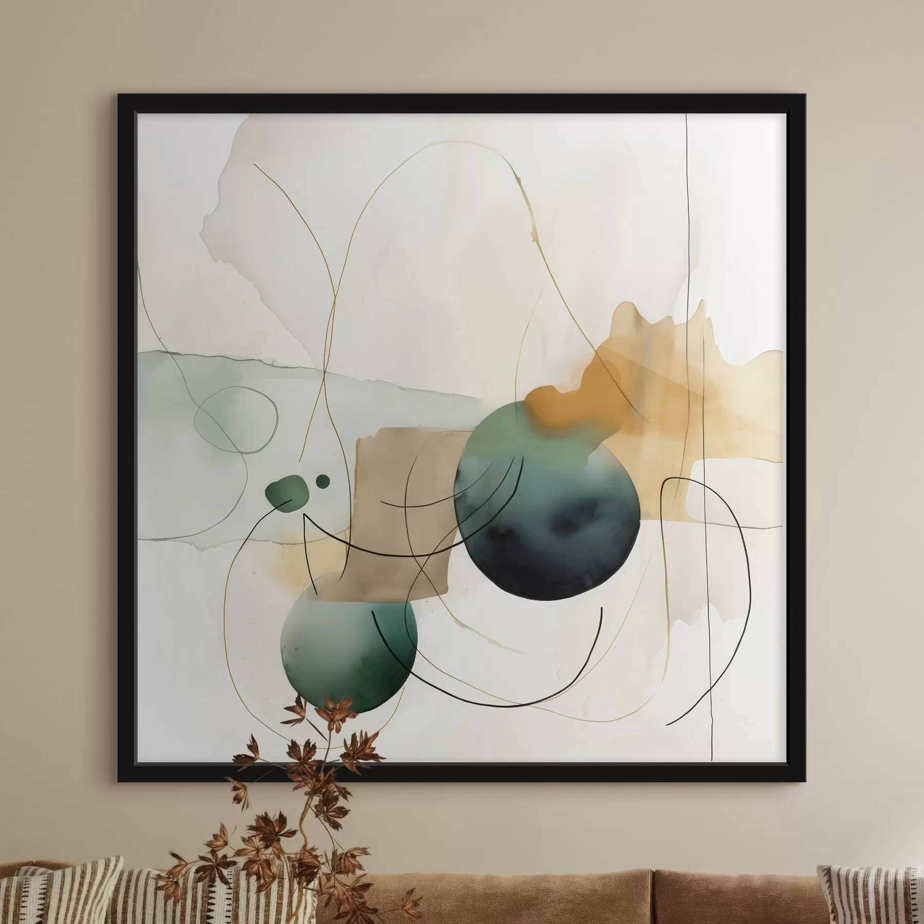 Fototapeedid Ümarate siluetide rütm kaasaegses akvarellistiilis f46648