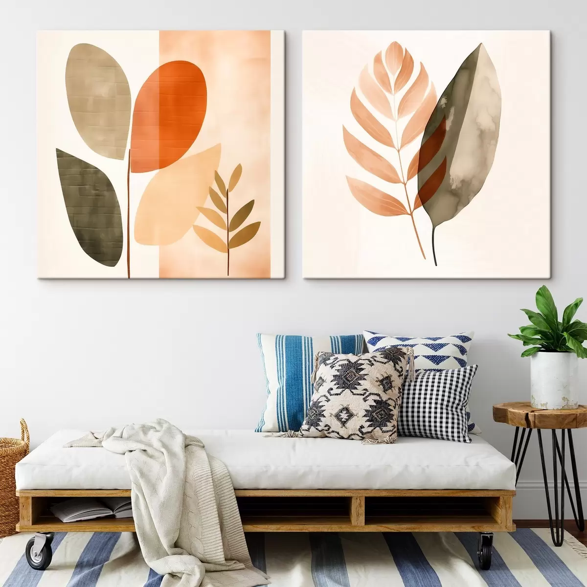 Pilt Pastelltoonides botaaniliste motiividega diptühhon m00983