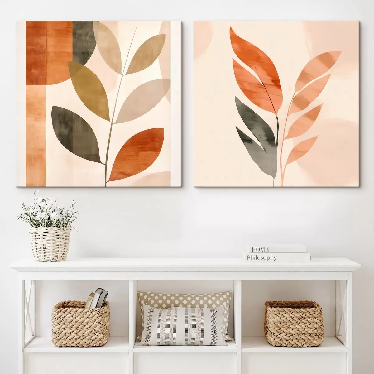 Pilt Stiliseeritud taimede kujutamine rahulikus värviskeemis m00984