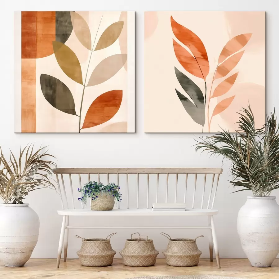 Pilt Stiliseeritud taimede kujutamine rahulikus värviskeemis m00984