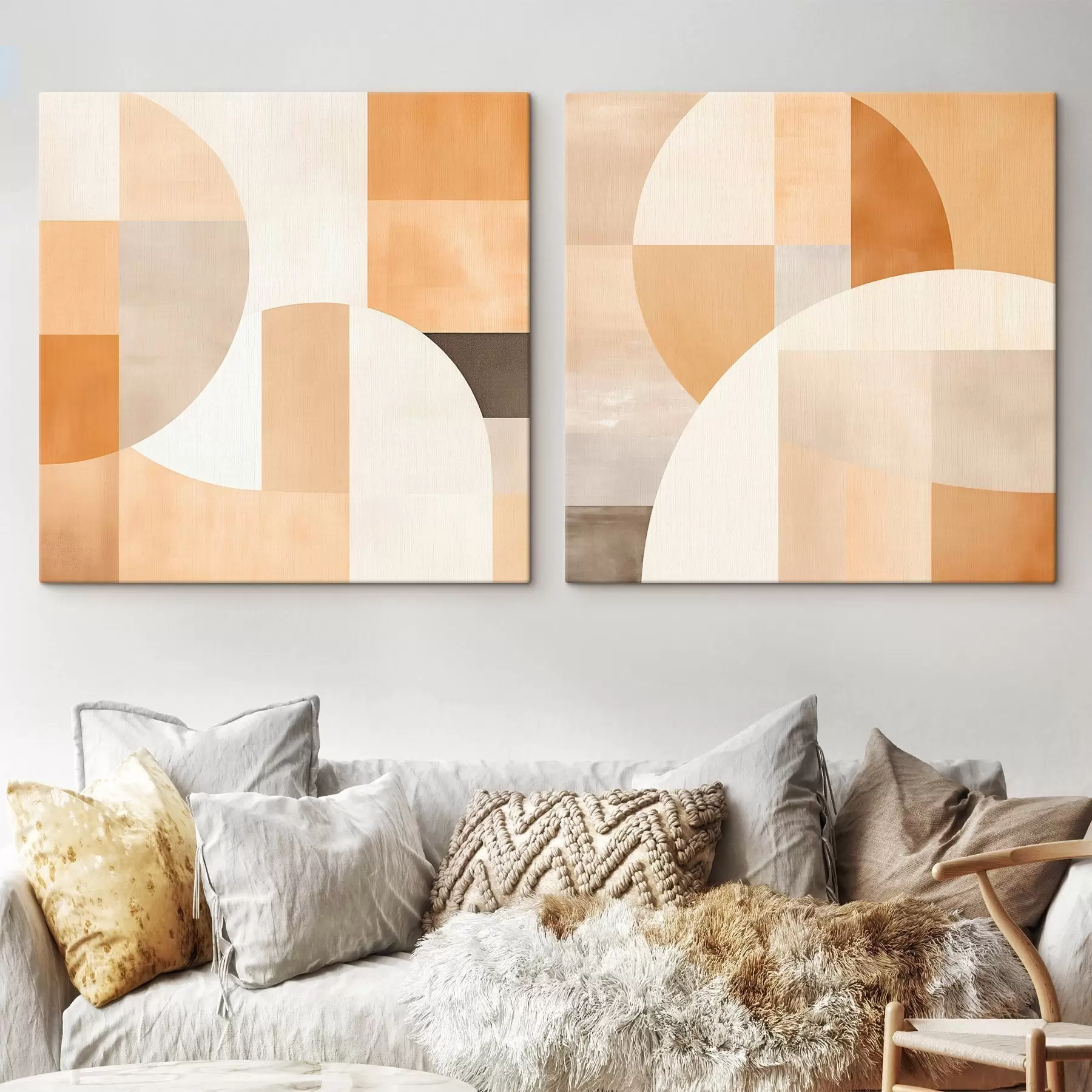 Pilt Kompositsioon suurte kujundite ja pehme värvitoonidega m00986