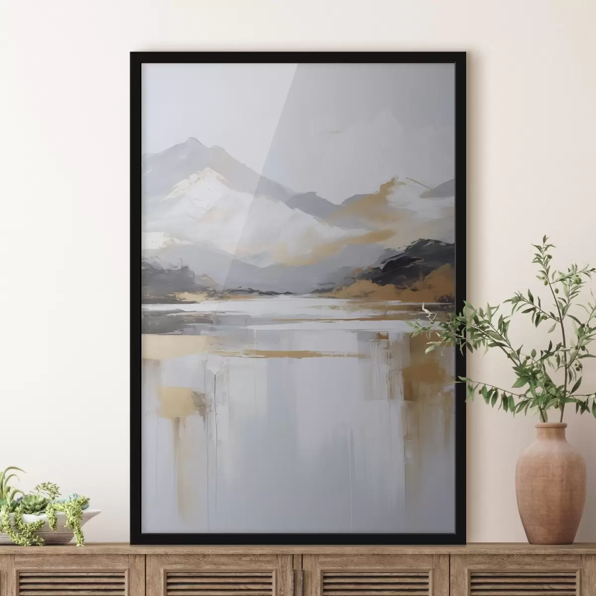 Plakat Abstraktne mägimaastiku imitatsioon maalil f46841