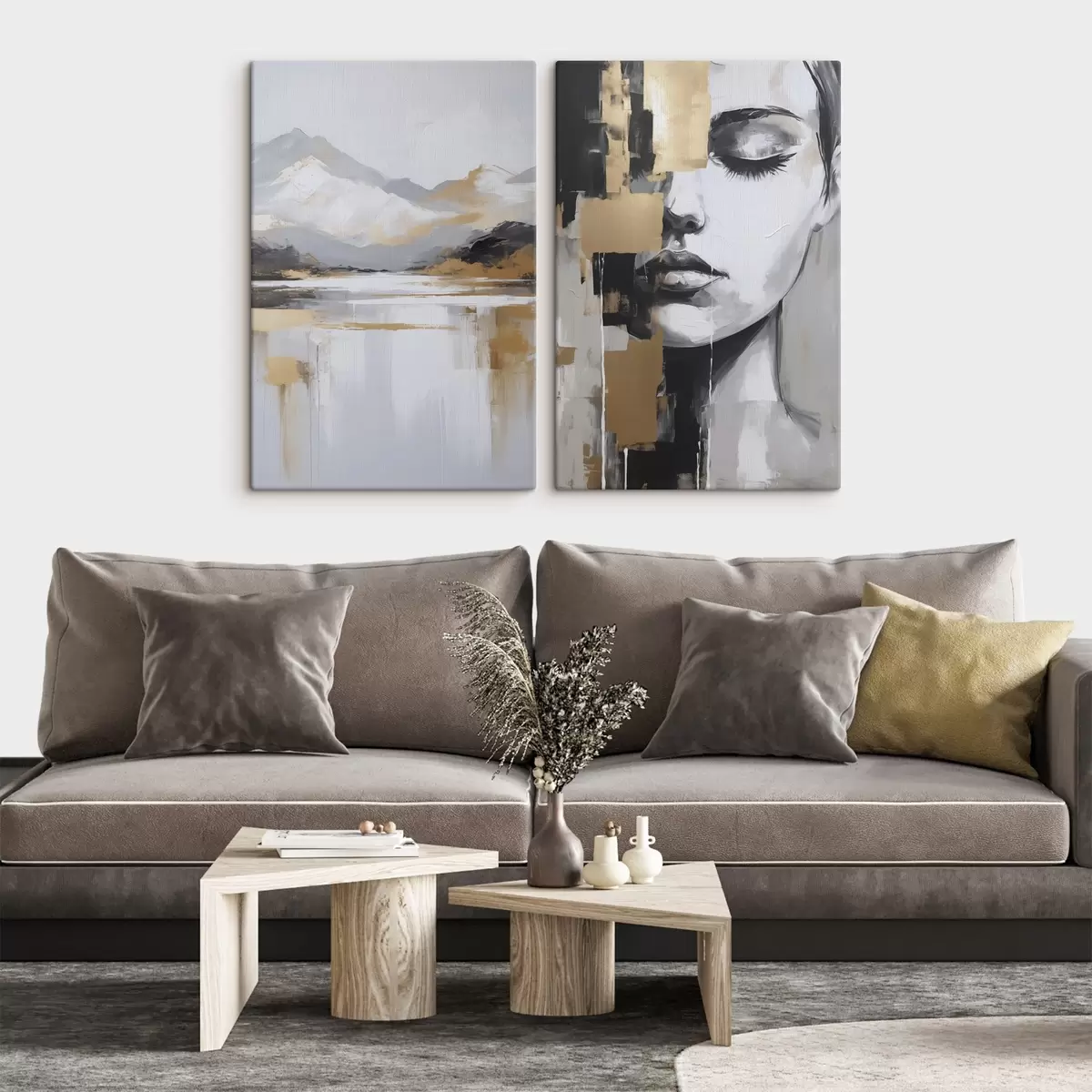 Pilt Abstraktne mägimaastik ja portree m01058