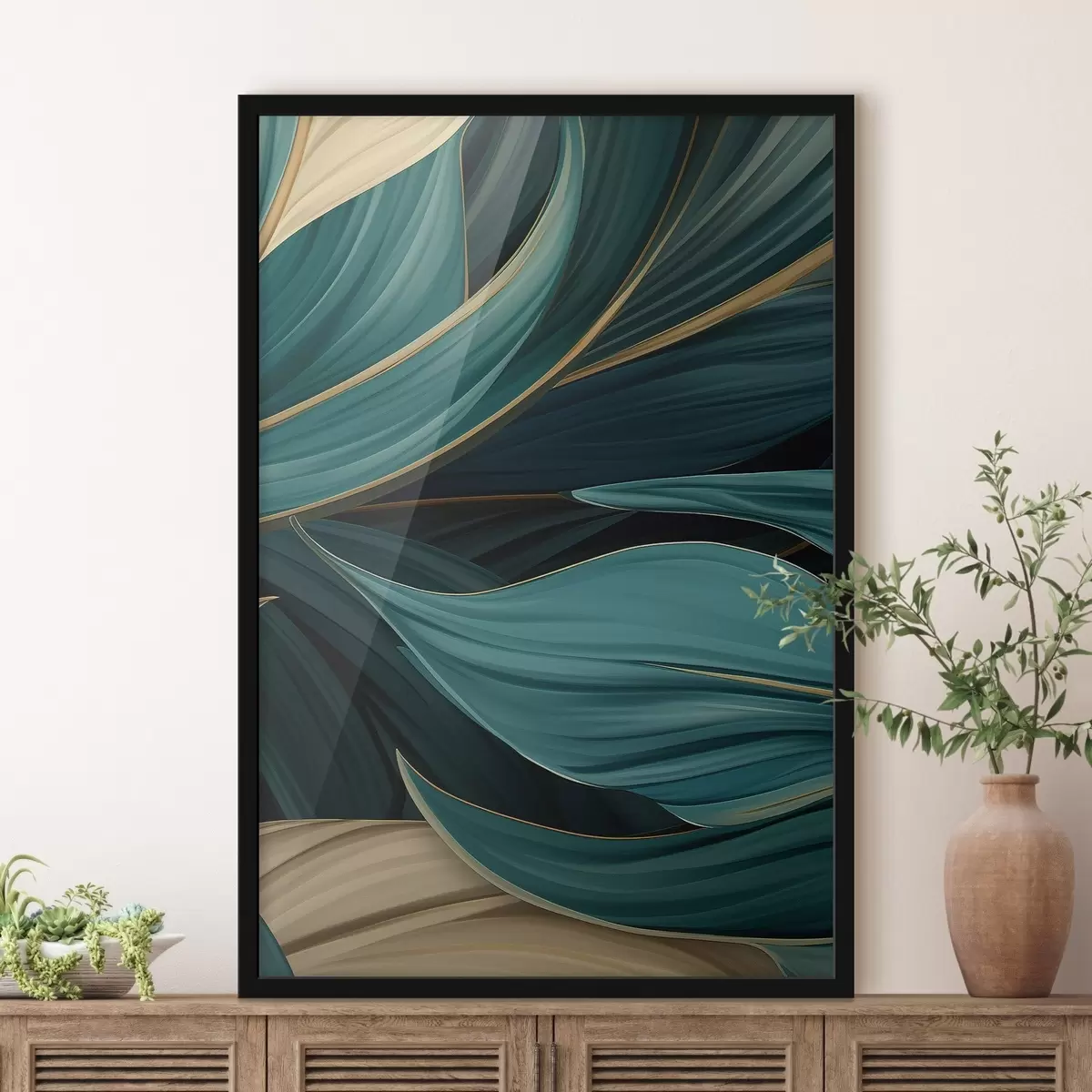 Plakat Rohelised abstraktsed lehed f46879