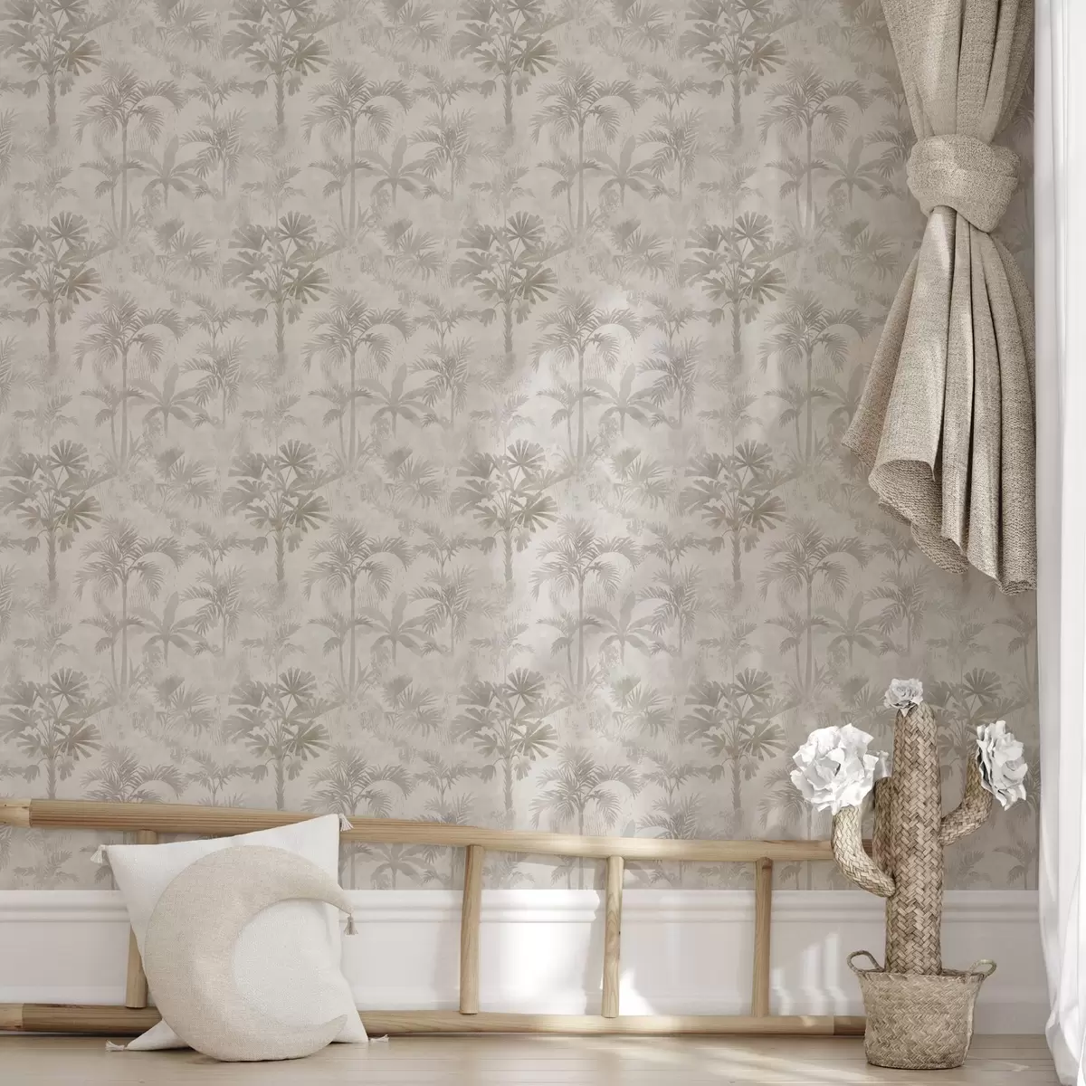 Tapeet Uduvõrk palmipuude all soojades beežides toonides a00881