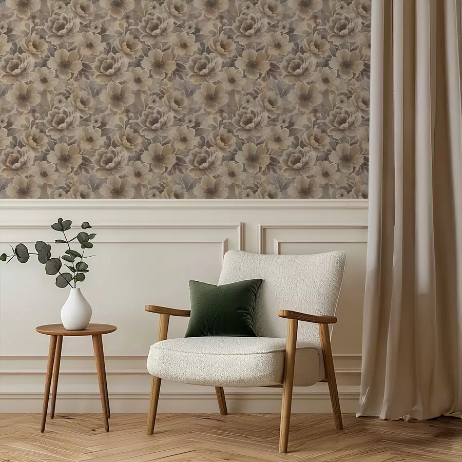 Fototapeedid Maalilised beežid lilled suitsuse abstraktse taustaga a00884