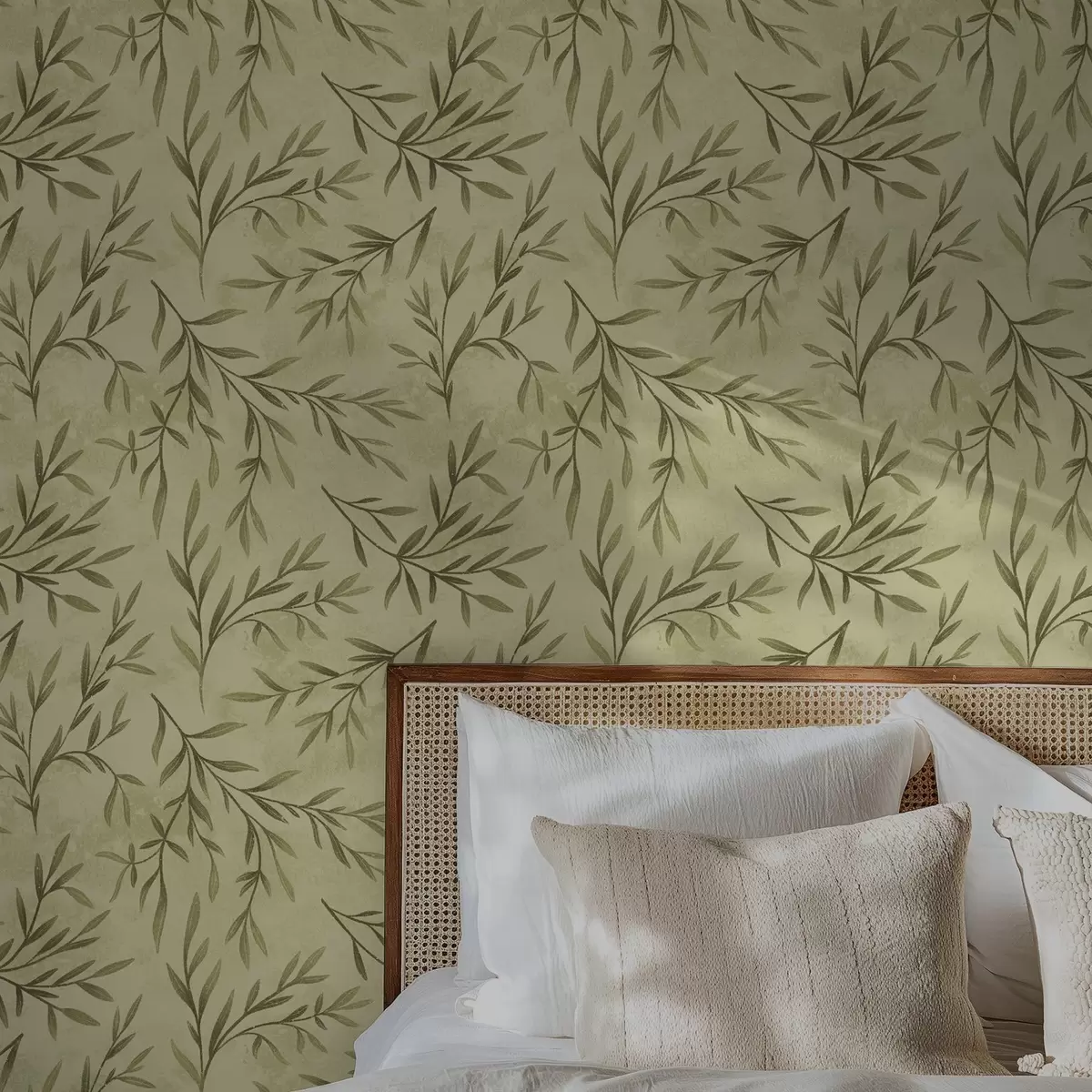 Tapeet Oliivipuu oksad vaoshoitud kollakasrohelisel tekstuuriga taustal a00936