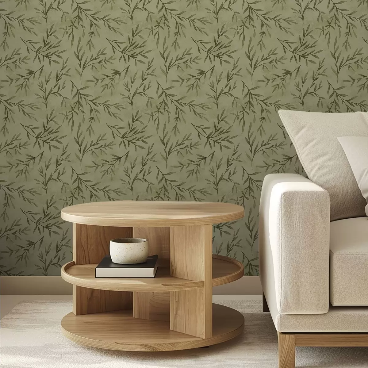 Tapeet Oliivipuu oksad vaoshoitud kollakasrohelisel tekstuuriga taustal a00936