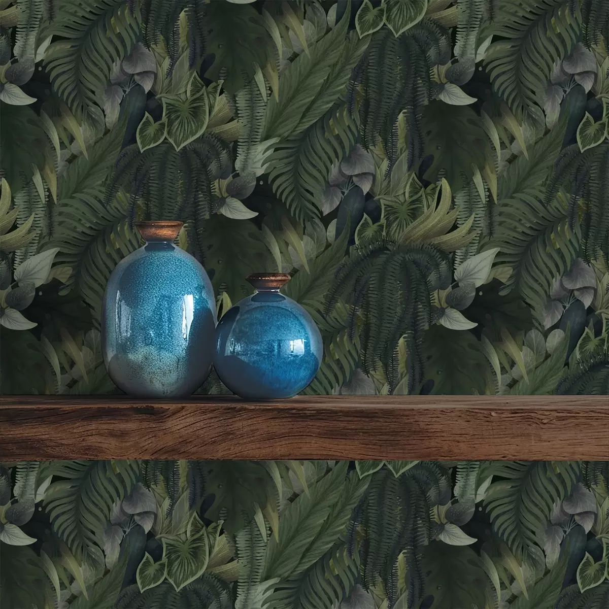 Tapeet Tihe troopiline lehtede sügavroheline põõsastik a00943