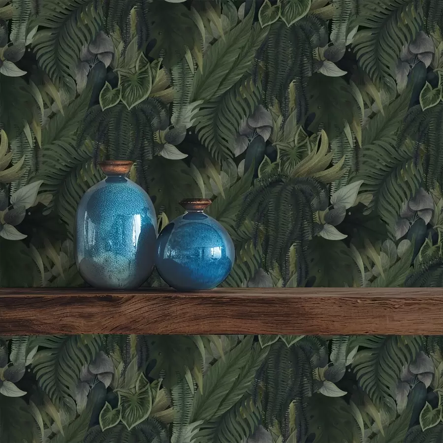 Fototapeedid Tihe troopiline lehtede sügavroheline põõsastik a00943