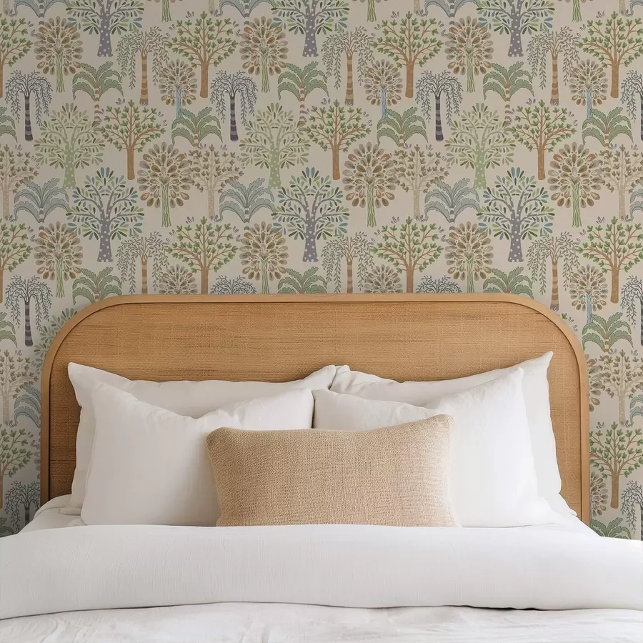 Fototapeedid Dekoratiivsed puud pehmes looduslikus värvipalettis a00960