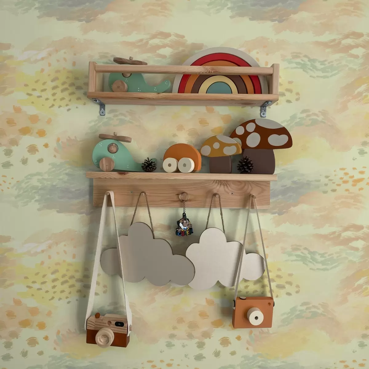 Tapeet Pastelsed pintslitõmbed soojas kreemjas kollases värvipalettis a00999v1