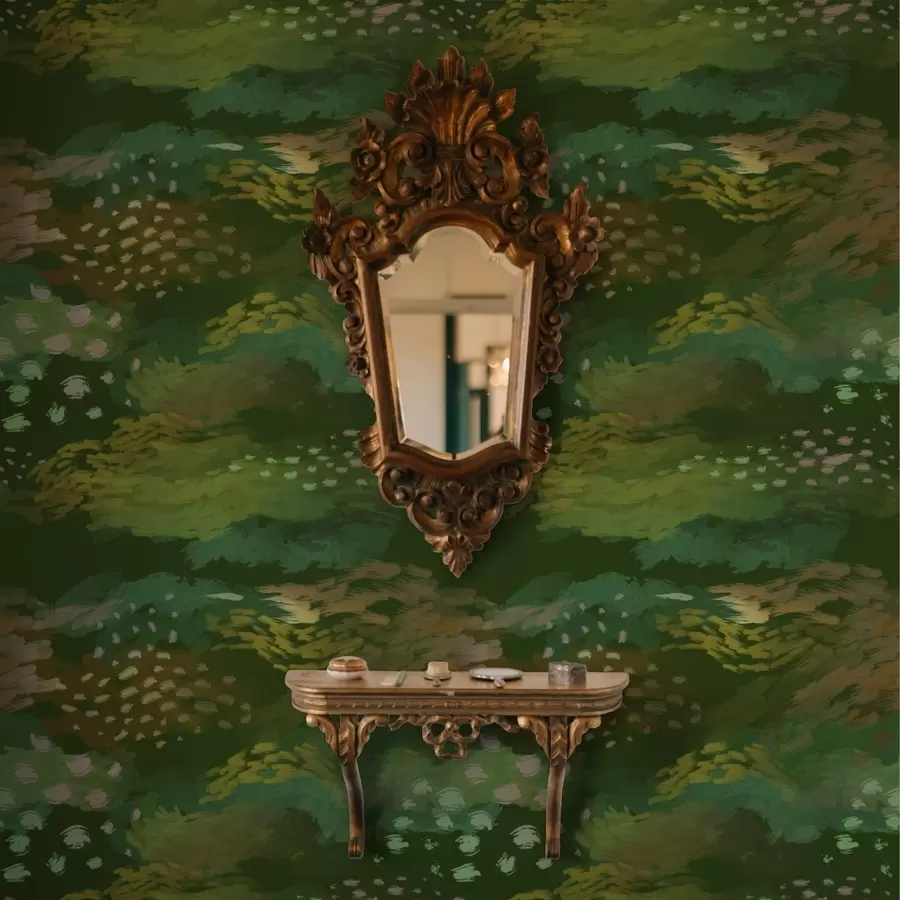 Fototapeedid Rikkalik roheline abstraktsioon energiliste pintslitõmmetega a00999v3