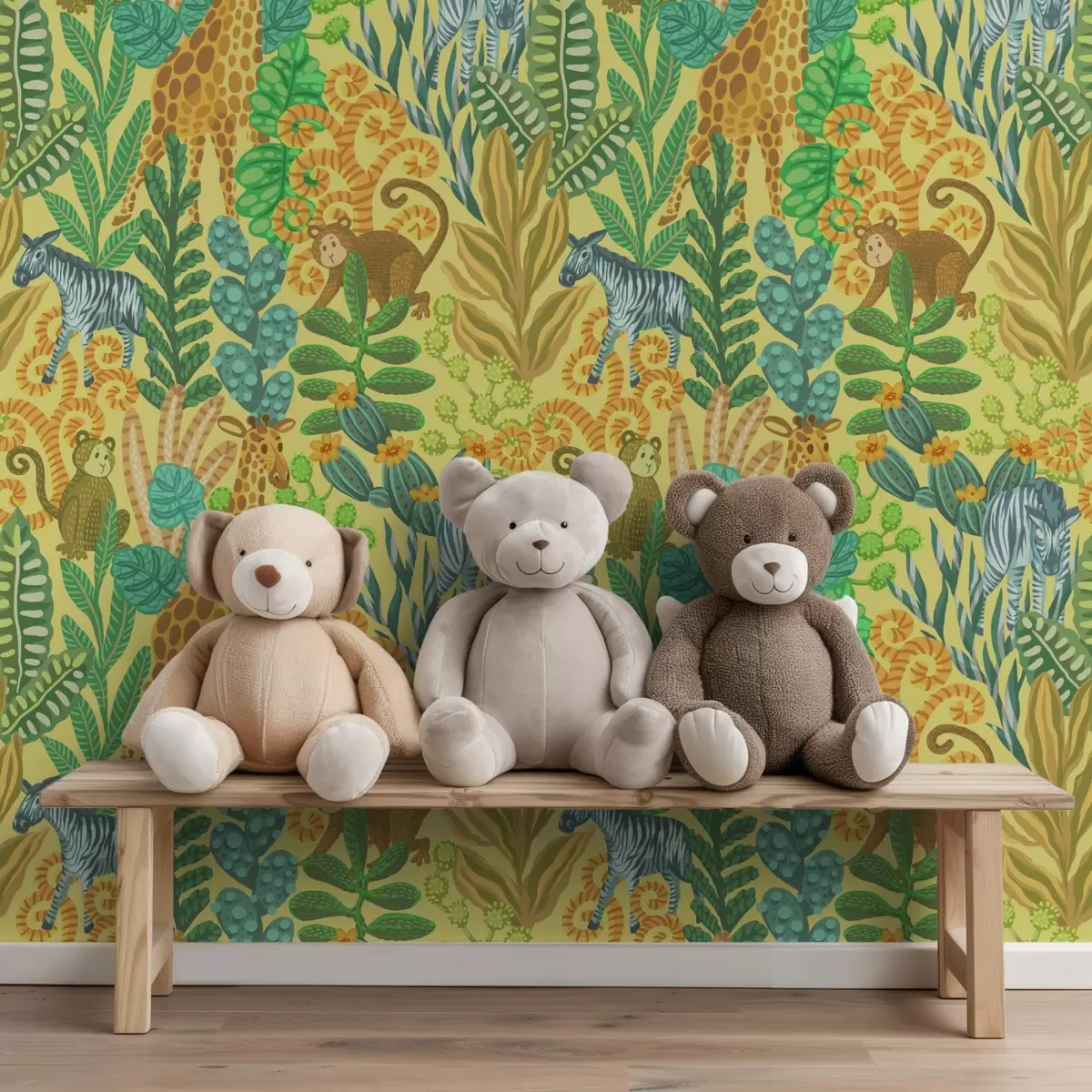 Tapeet Kirahv, sebra ja ahv erevalge savannis a01000v1