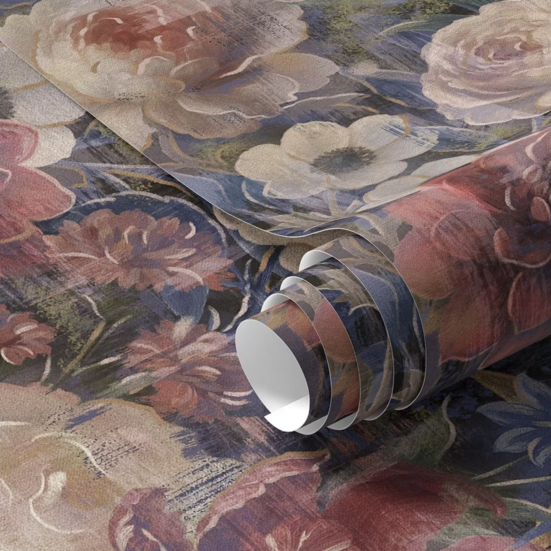 Fototapeedid Maalikunstiline suurte lillede kimp sügaval indigo taustal a01021