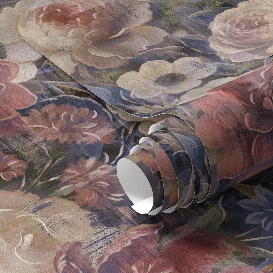 Fototapeedid Maalikunstiline suurte lillede kimp sügaval indigo taustal a01021