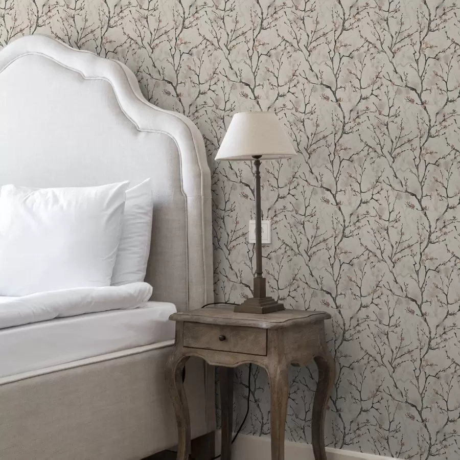 Fototapeedid Vesivärviga maalitud sakura oksad heledal taustal a01033