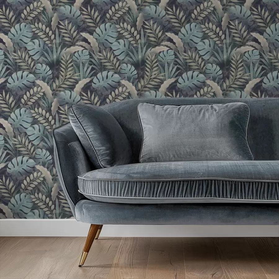 Fototapeedid Troopiline lehestik jahedates sinakasrohelistes toonides a01035