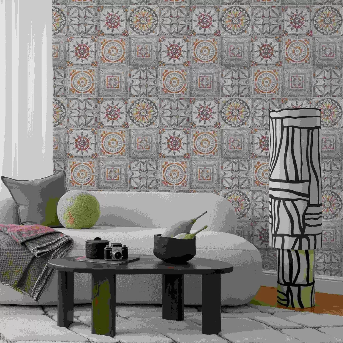 Tapeet Vana kivimosaiikmedaljonid kulunud detailidega a01042