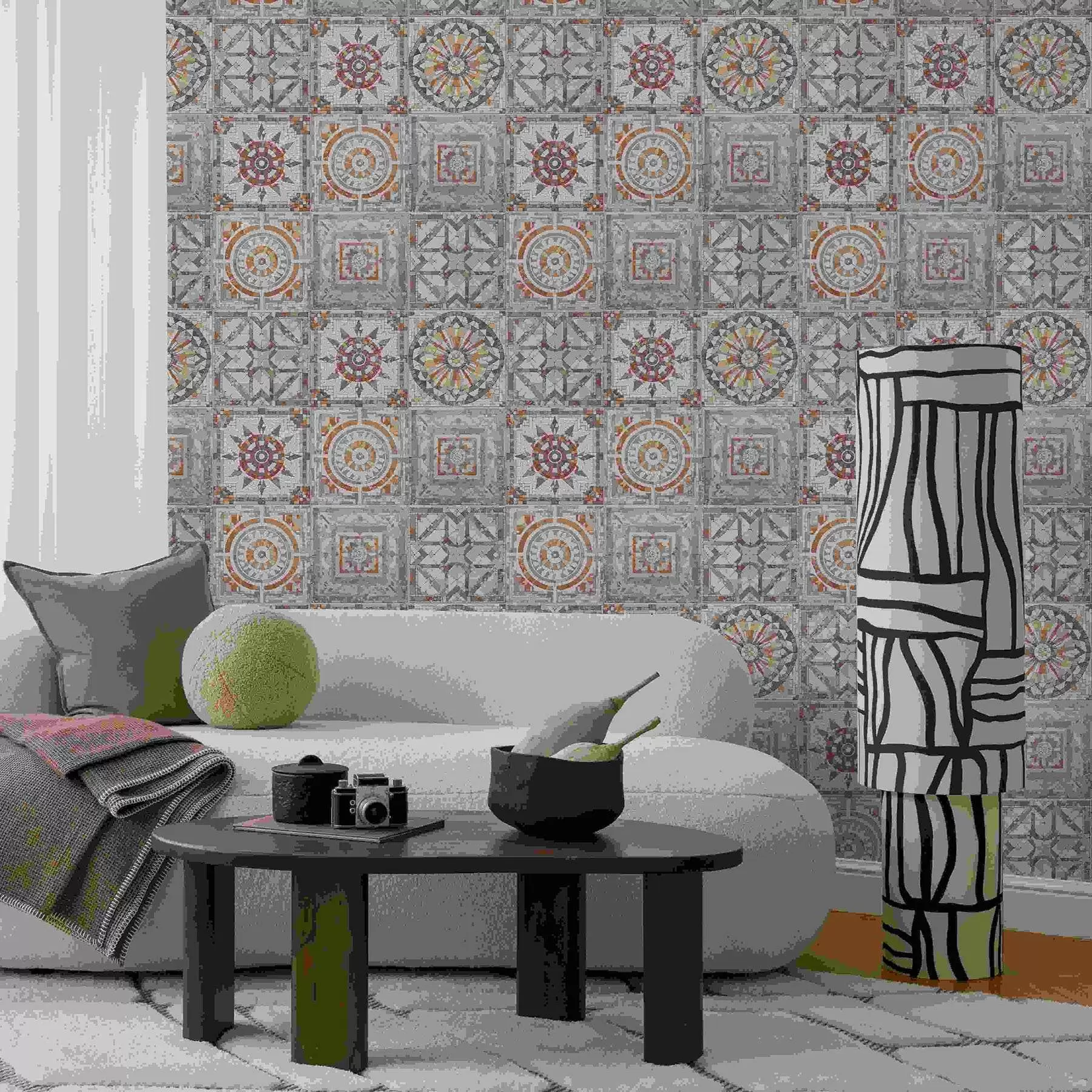 Fototapeedid Vana kivimosaiikmedaljonid kulunud detailidega a01042