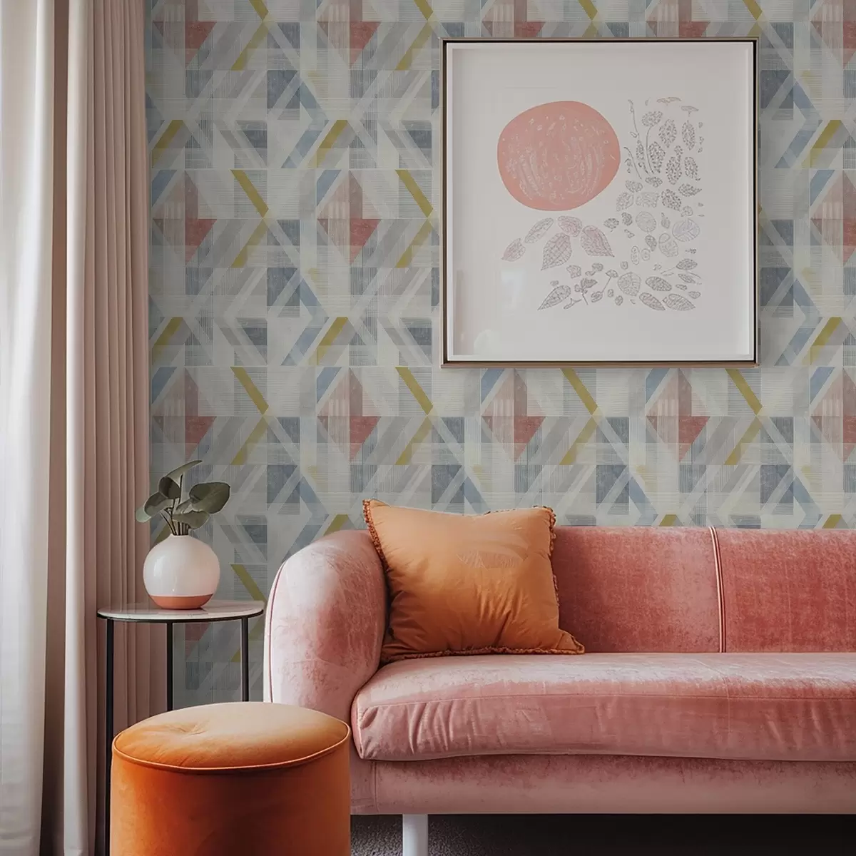 Tapeet Geomeetriline disain punase rombiga keskel a01055