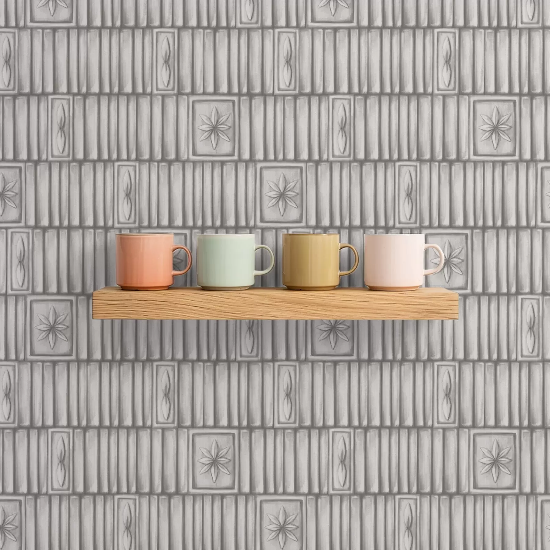 Fototapeedid Reljeefsed vertikaalsed paneelid graafiliste lillemustritega a01058