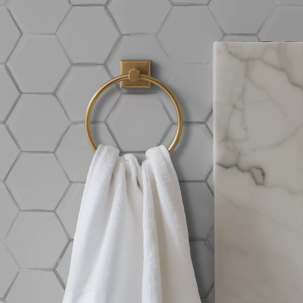 Tapeet Valged kolmemõõtmelised kuusnurgad siledal taustal a01059