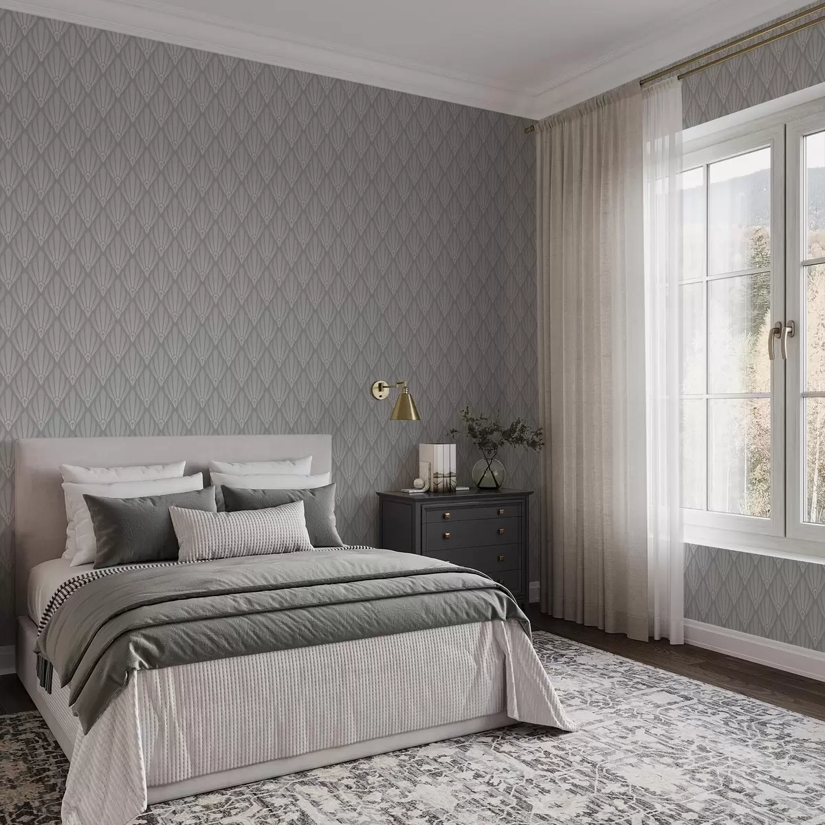 Tapeet Hall art déco lehvikukujuliste vormidega a01064