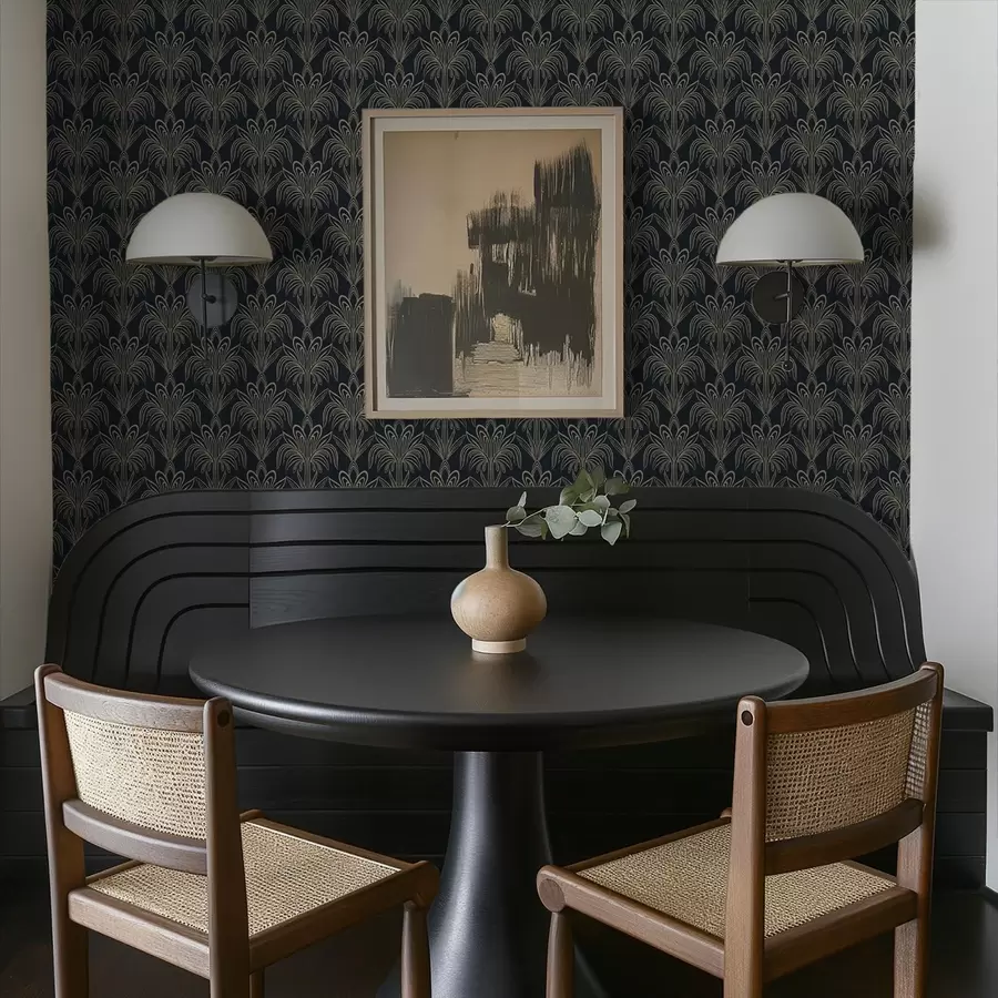 Fototapeedid Tume art déco ornament stiliseeritud taimedega a01065