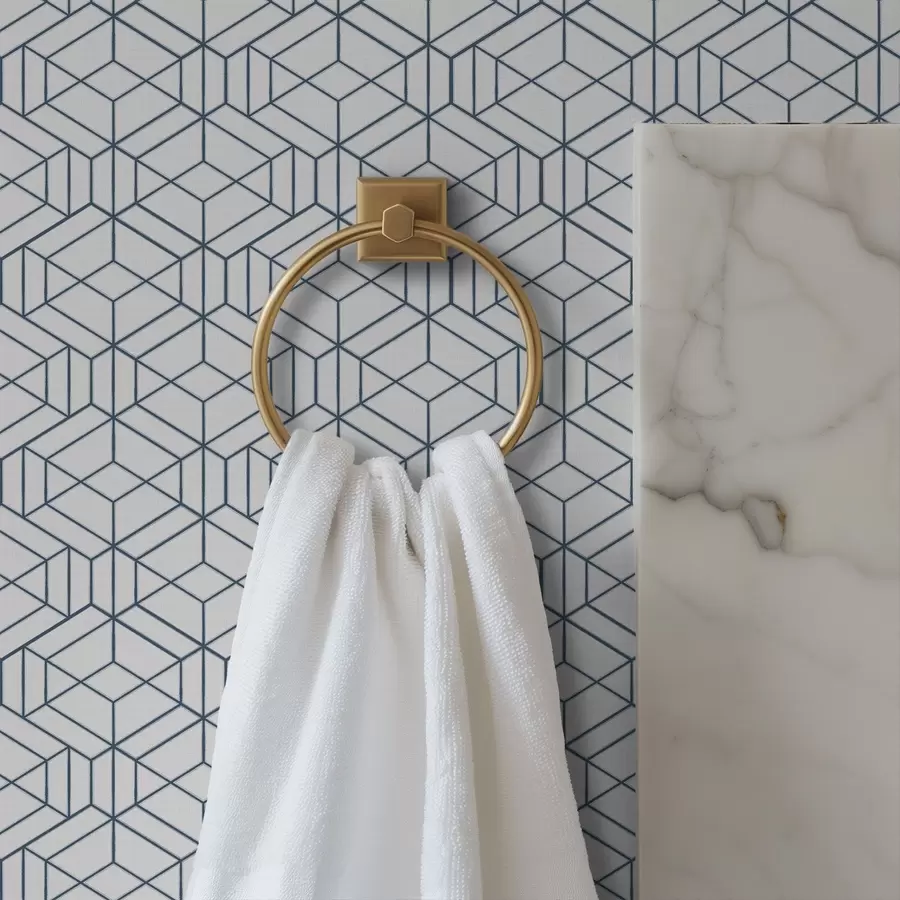 Fototapeedid Valge taust siniste kolmemõõtmeliste geomeetriliste kuubikutega a01067