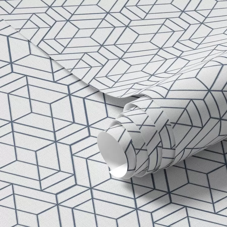 Fototapeedid Valge taust siniste kolmemõõtmeliste geomeetriliste kuubikutega a01067