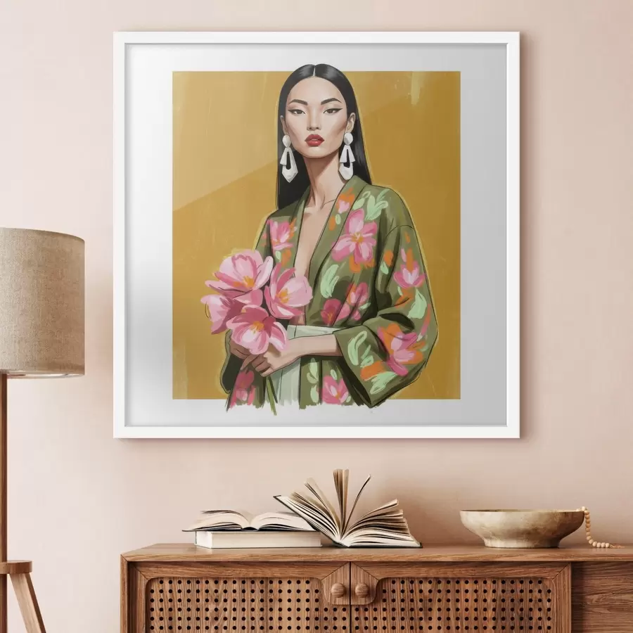 Fototapeedid Tüdruk lillekimbuga f46850