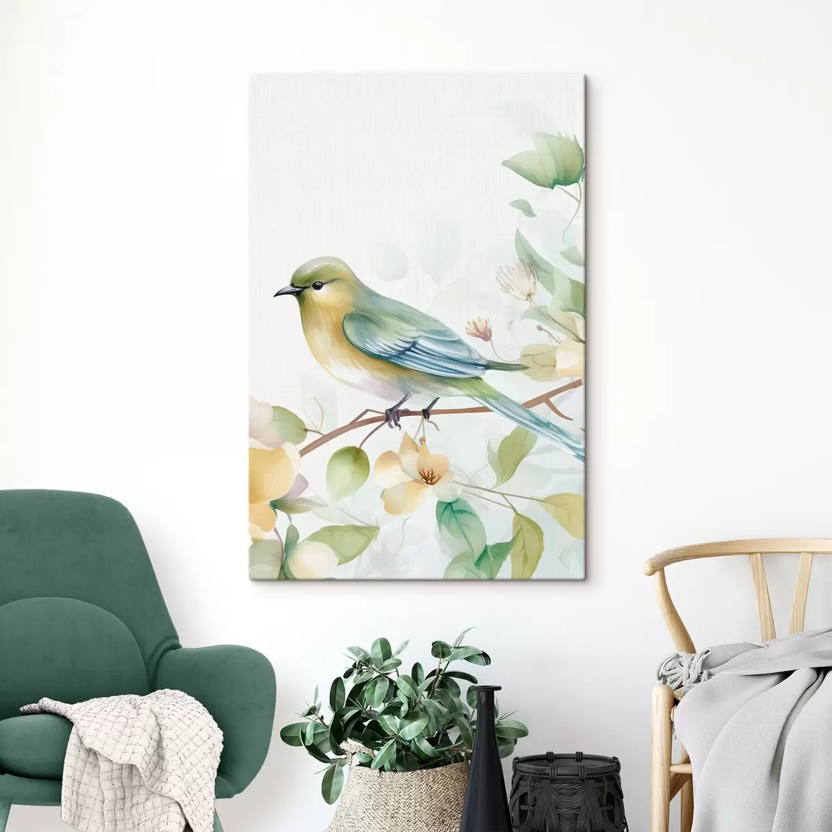 Pilt Tihane oksal, akvarellimitatsioon s46892