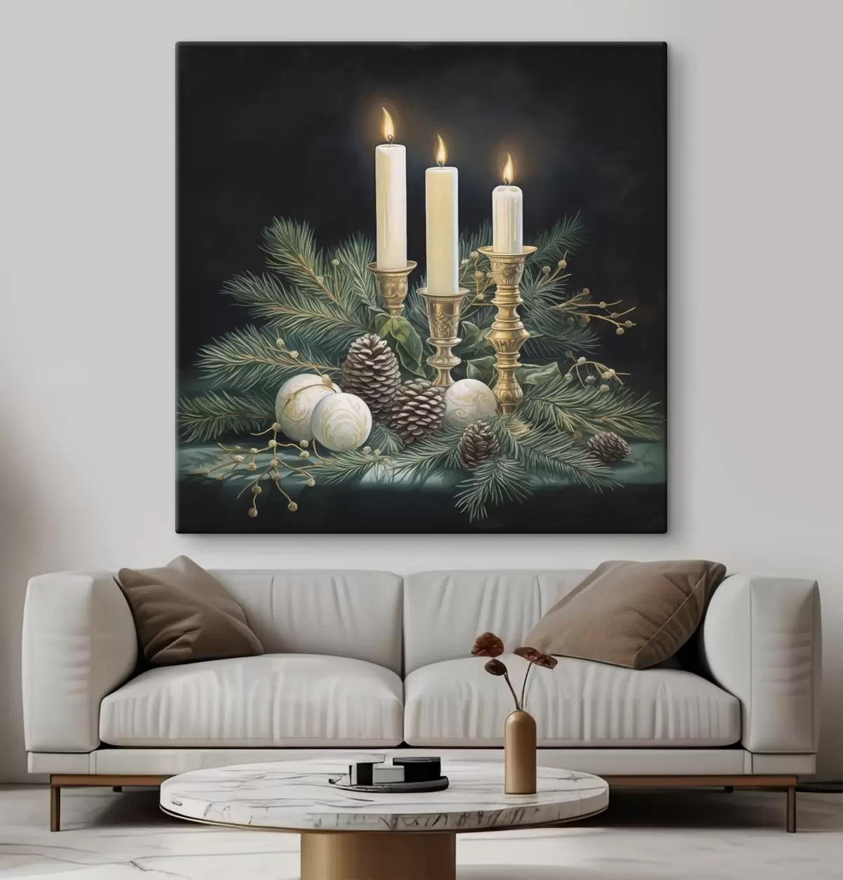 Pilt Uusaasta kaunistus, kuusk ja küünlad s46963