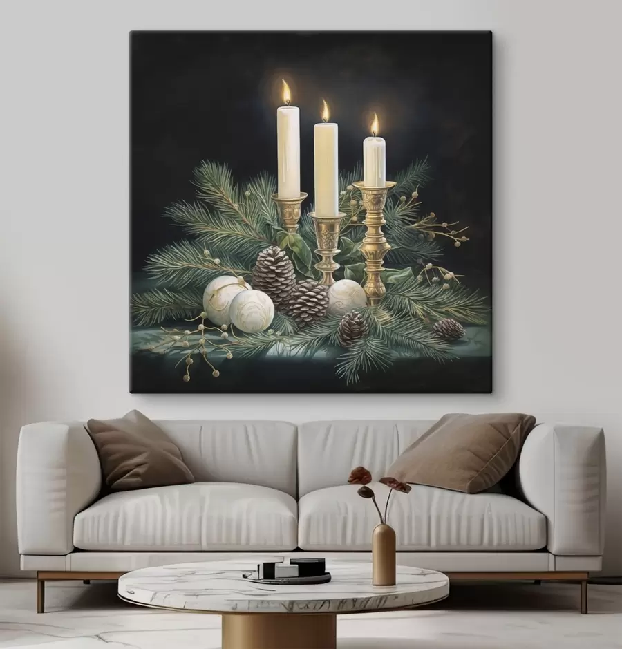 Pilt Uusaasta kaunistus, kuusk ja küünlad s46963