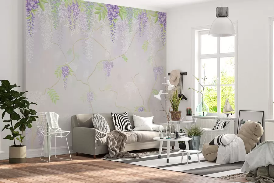 Fototapeedid Elegantne lillemustriga disain pastelltoonides w01685