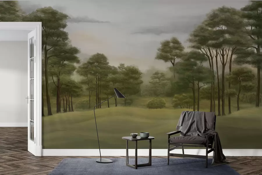 Fototapeedid Rahulik metsa maastik õrnad toonid w02193