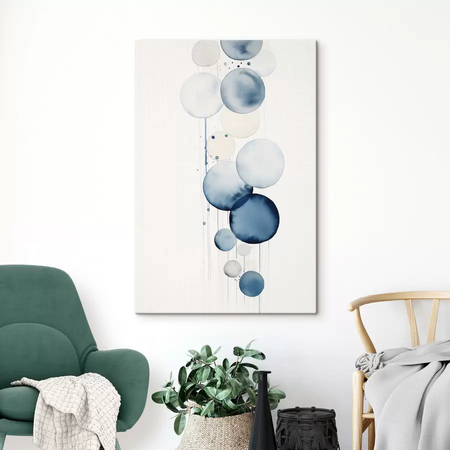 Pilt Abstraktsed tekstuuriga sinised ja valged akvarellringid erinevates suurustes valgel taustal s47020