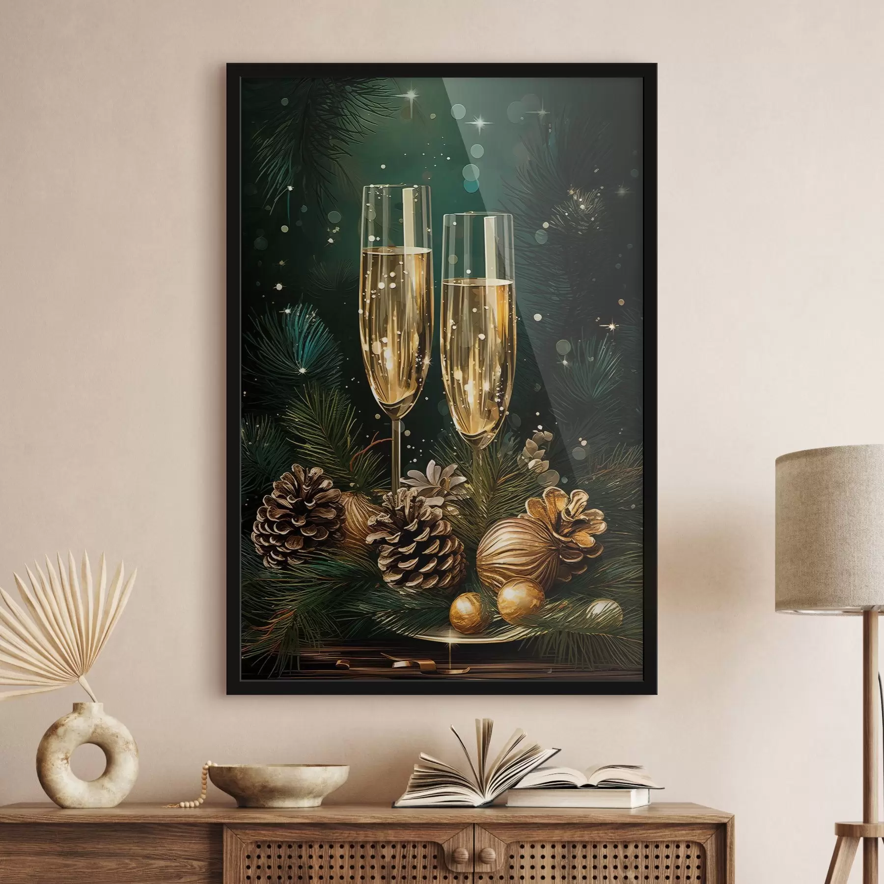 Fototapeedid Uusaasta kompositsioon, šampanjaklaasid f46981