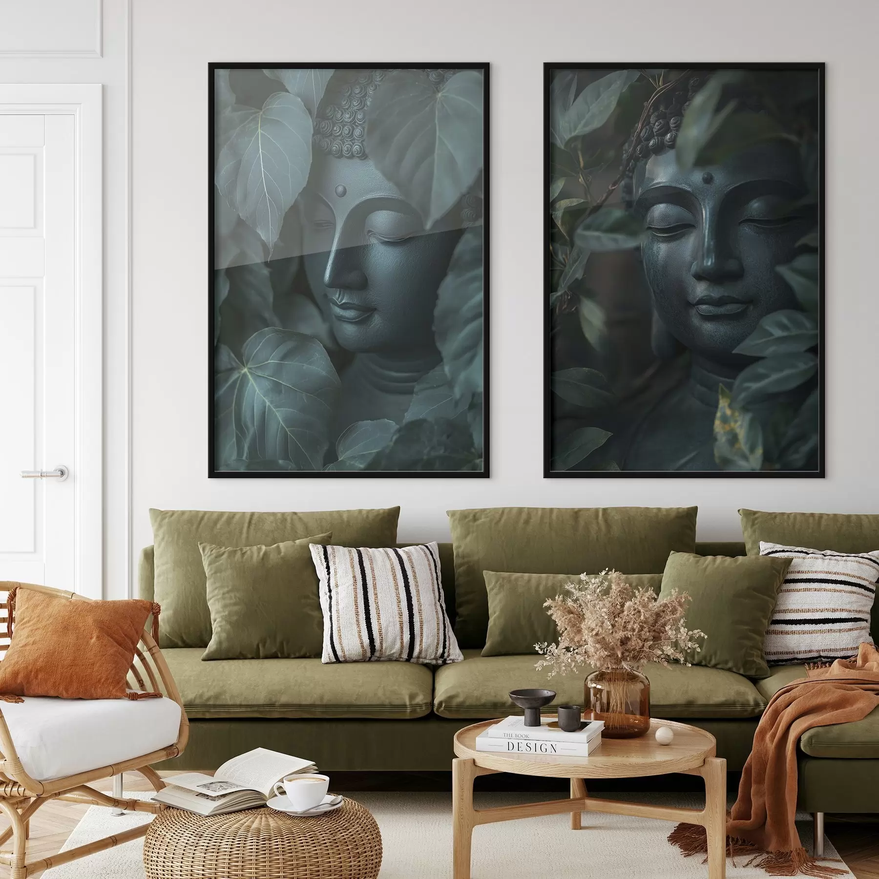 Fototapeedid Meditatiivne Buddha rohelistes lehtedes, budism, troopiline, realism d00447