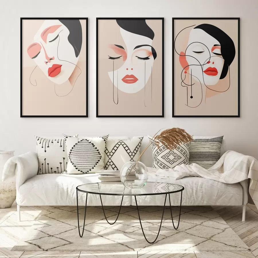 Fototapeedid Harmoonia, kolm nägu, erksad värvid d00454