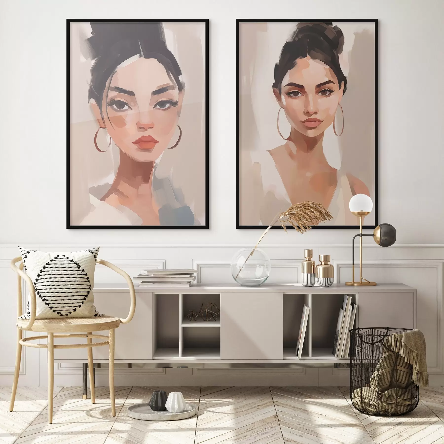 Fototapeedid Portree tüdrukute imitatsiooni maalimine d00484