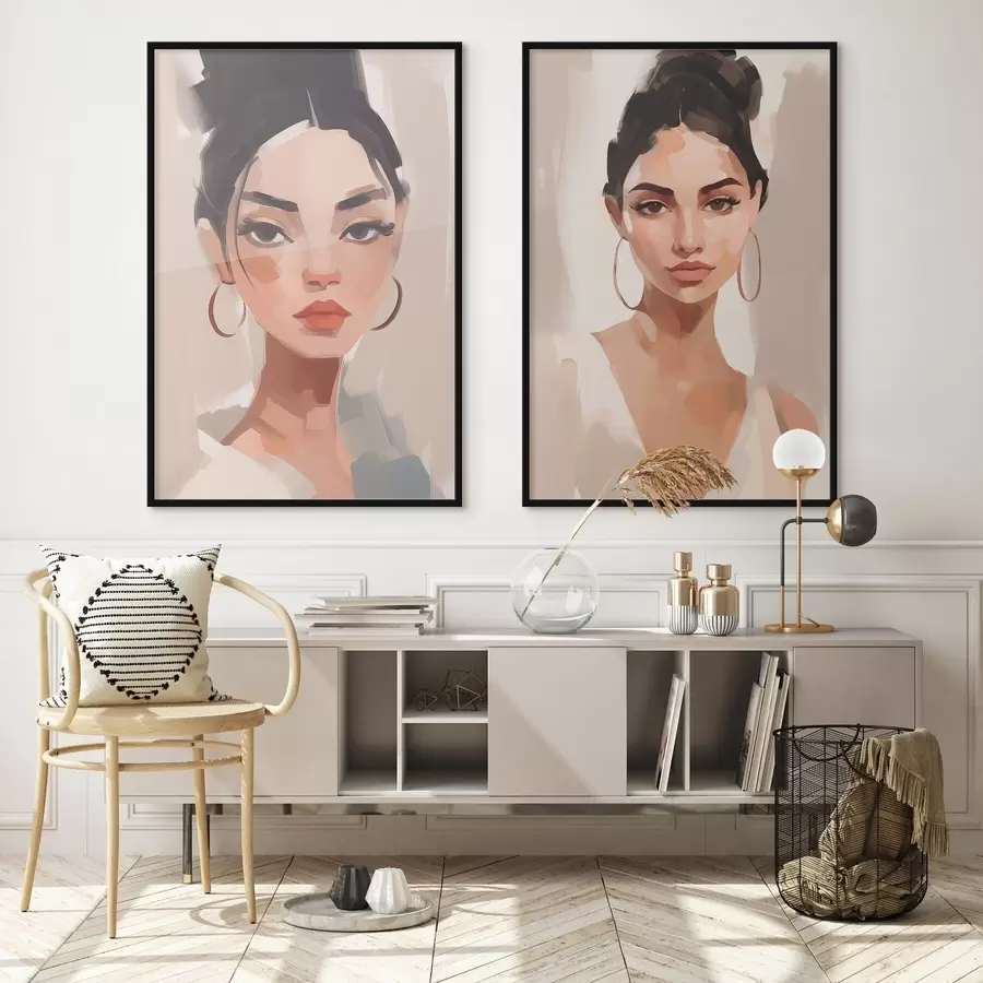 Fototapeedid Portree tüdrukute imitatsiooni maalimine d00484