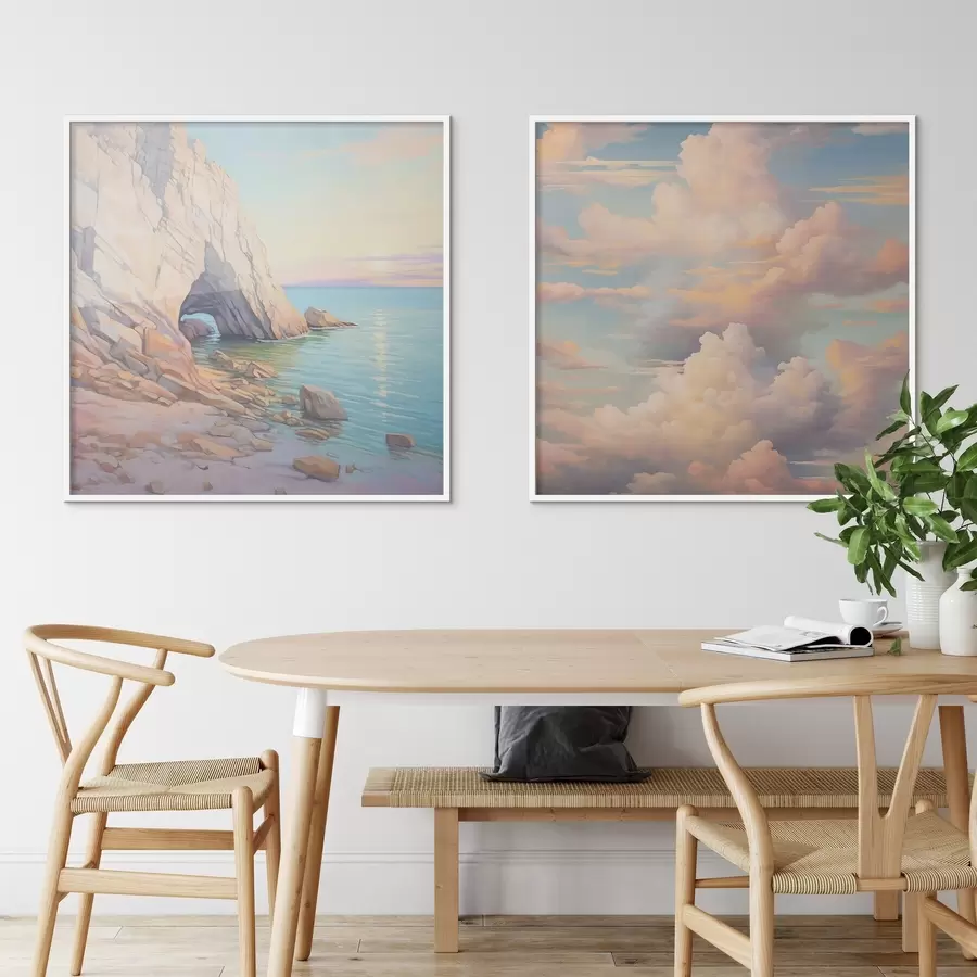 Fototapeedid Laine kivisel kaldal ja pilvine taevas d00487